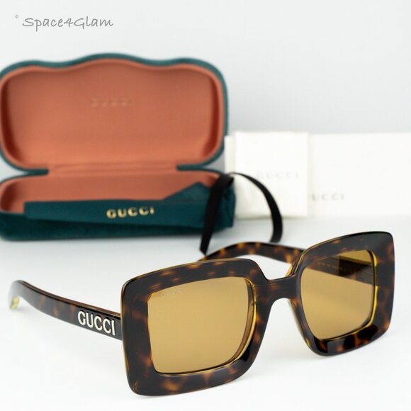 BRAND NEW Gucci GG1718S 002 Havana Brown Women Square Sunglasses GG 1718S - Picture 3 of 8